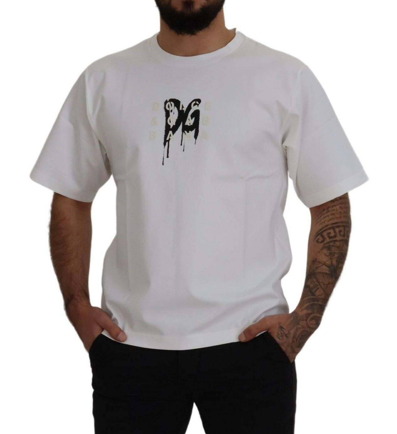 T-shirt ras du cou blanc intemporel Dolce &amp; Gabbana avec logo