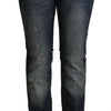 Acht Blue Washed Cotton Low Waist Skinny Denim Jeans