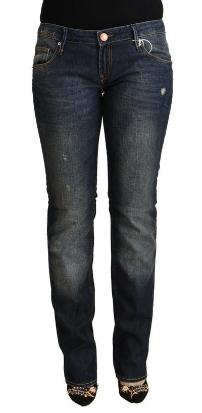 Acht – Blaue Skinny-Jeans aus verwaschener Baumwolle mit niedriger Taille