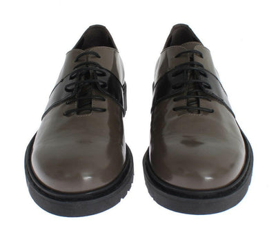 AI_ Chaussures élégantes à lacets en cuir gris marron