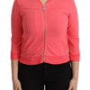 Blumarine Pink 3/4 Sleeve Zip Embellished Sweater