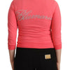 Blumarine Pink 3/4 Sleeve Zip Embellished Sweater