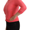 Blumarine Pink 3/4 Sleeve Zip Embellished Sweater