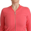 Blumarine Pink 3/4 Sleeve Zip Embellished Sweater