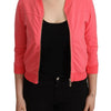 Blumarine Pink 3/4 Sleeve Zip Embellished Sweater