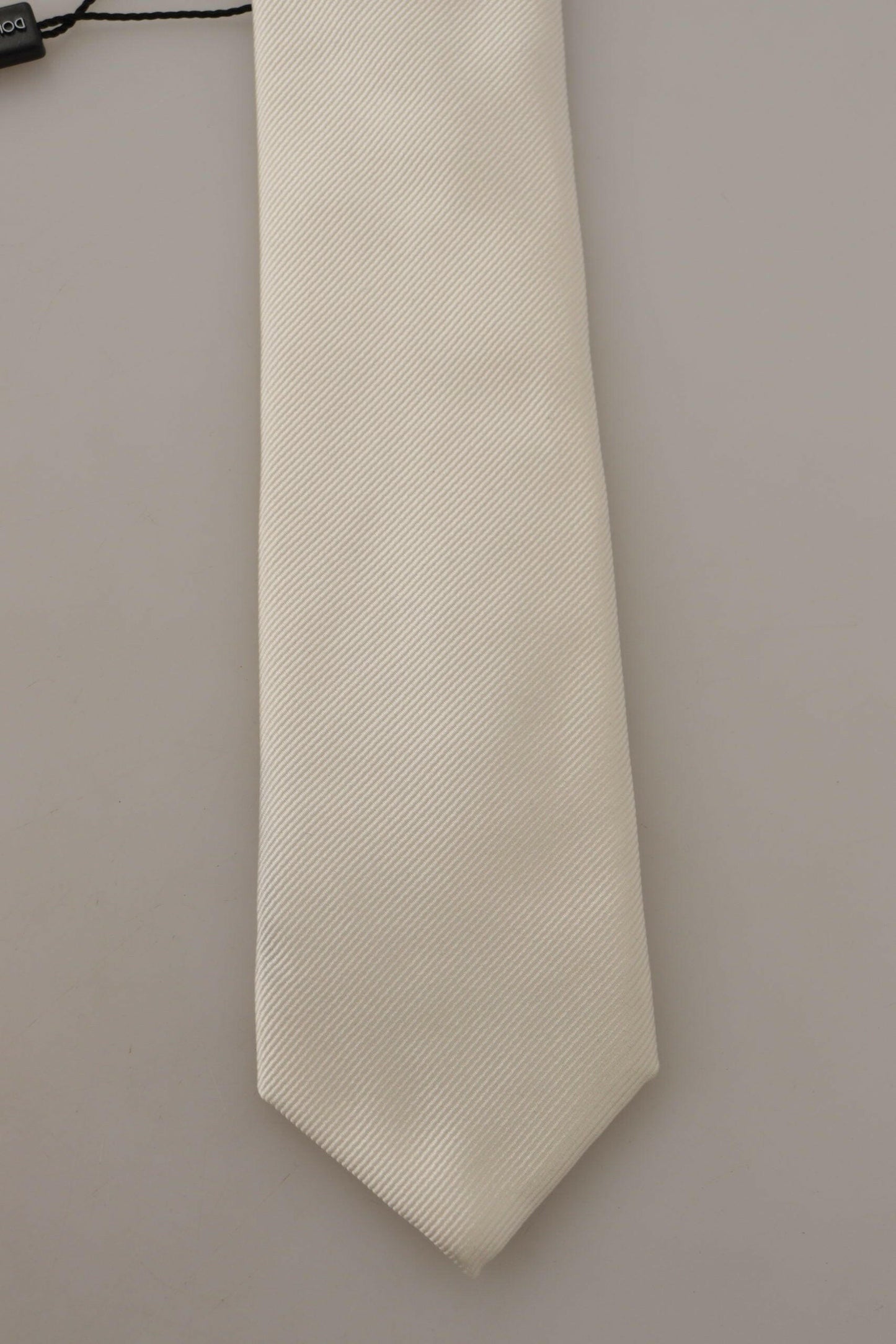 Dolce & Gabbana Off-White 100% Silk Slim Adjustable  Accessory Necktie