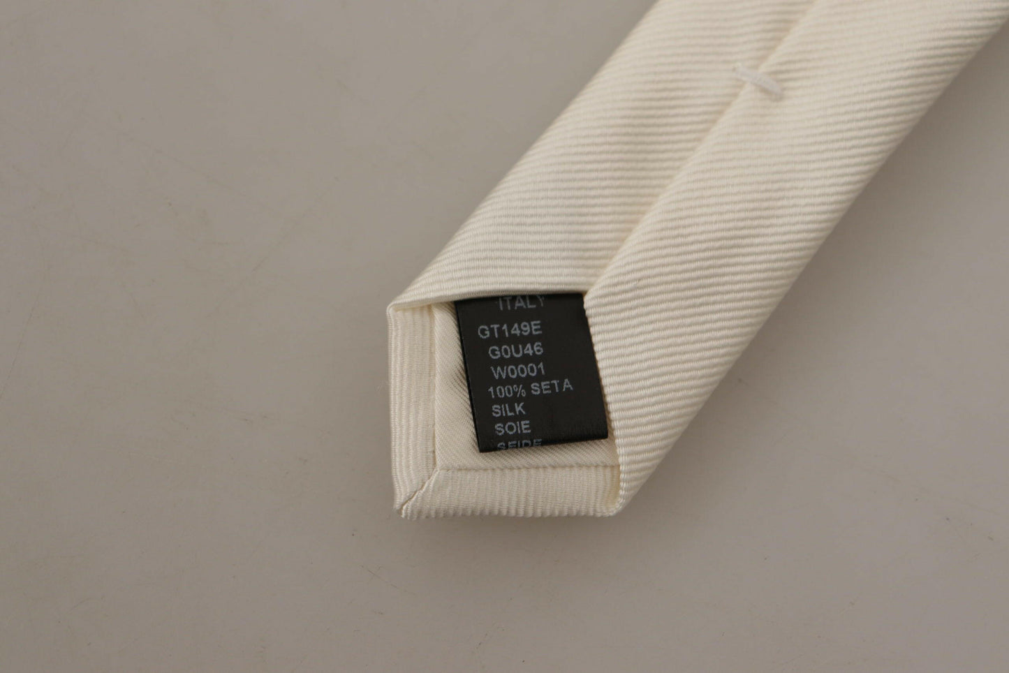 Dolce & Gabbana Off-White 100% Silk Slim Adjustable  Accessory Necktie
