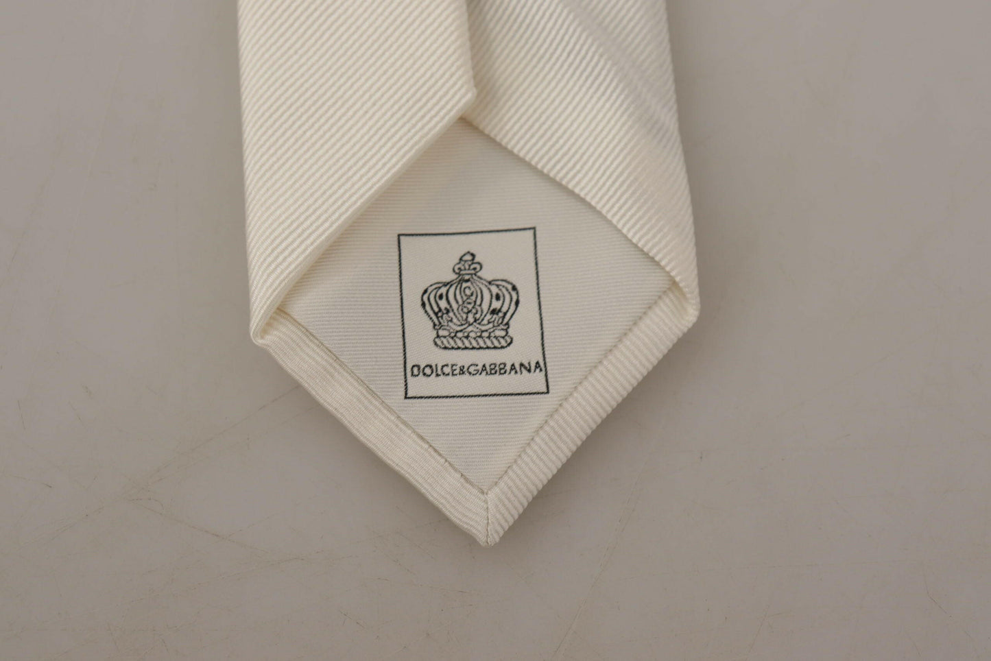 Dolce & Gabbana Off-White 100% Silk Slim Adjustable  Accessory Necktie