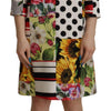 Dolce &amp; Gabbana Mehrfarbiges Charmeuse-Etuikleid aus Jaquard-Pachwork mit Blumenmuster
