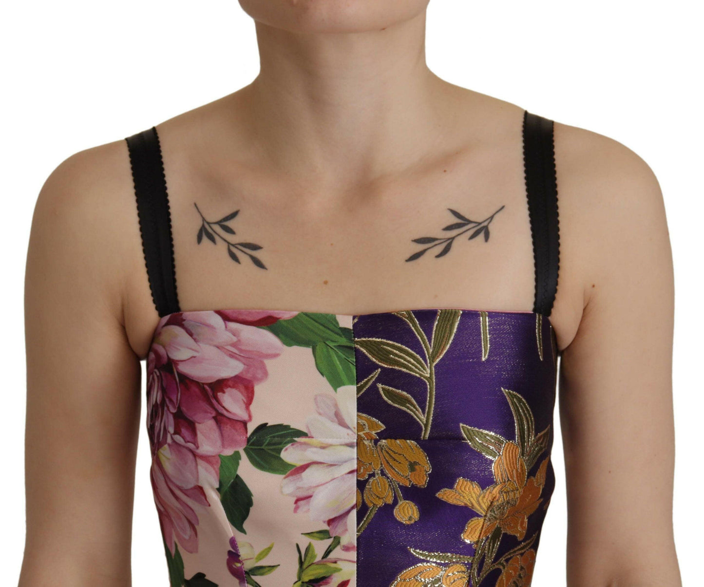 Dolce &amp; Gabbana Midikleid Patchwork Floral Jaquard Seide