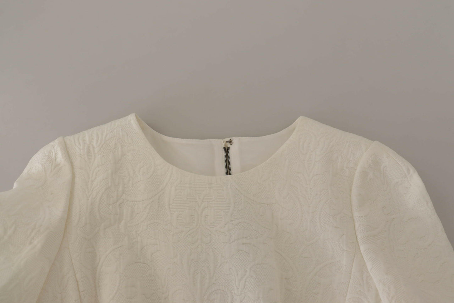 Dolce &amp; Gabbana – Weißes Jaquard-Midikleid aus geblümtem Brokat