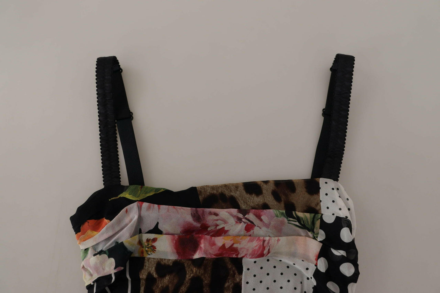 Dolce &amp; Gabbana – Mehrfarbiges, figurbetontes Midikleid aus Seide mit Blumenmuster und Leopardenmuster