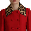 Trench-coat léopard rouge élégant Dolce &amp; Gabbana