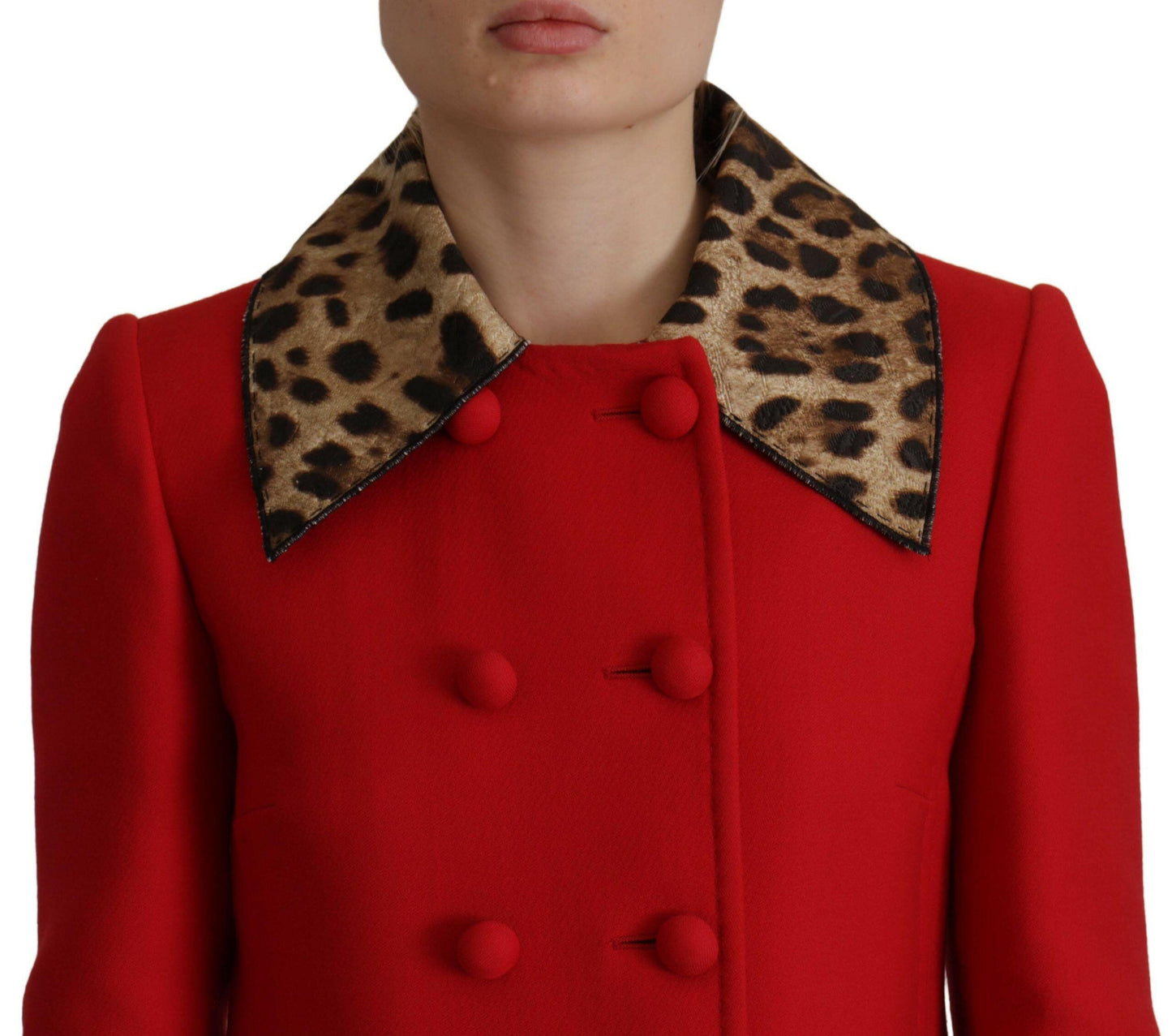 Trench-coat léopard rouge élégant Dolce &amp; Gabbana