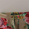 Dolce &amp; Gabbana – Beigefarbenes Kleid mit Blumenmuster und formeller Hose mit hoher Taille