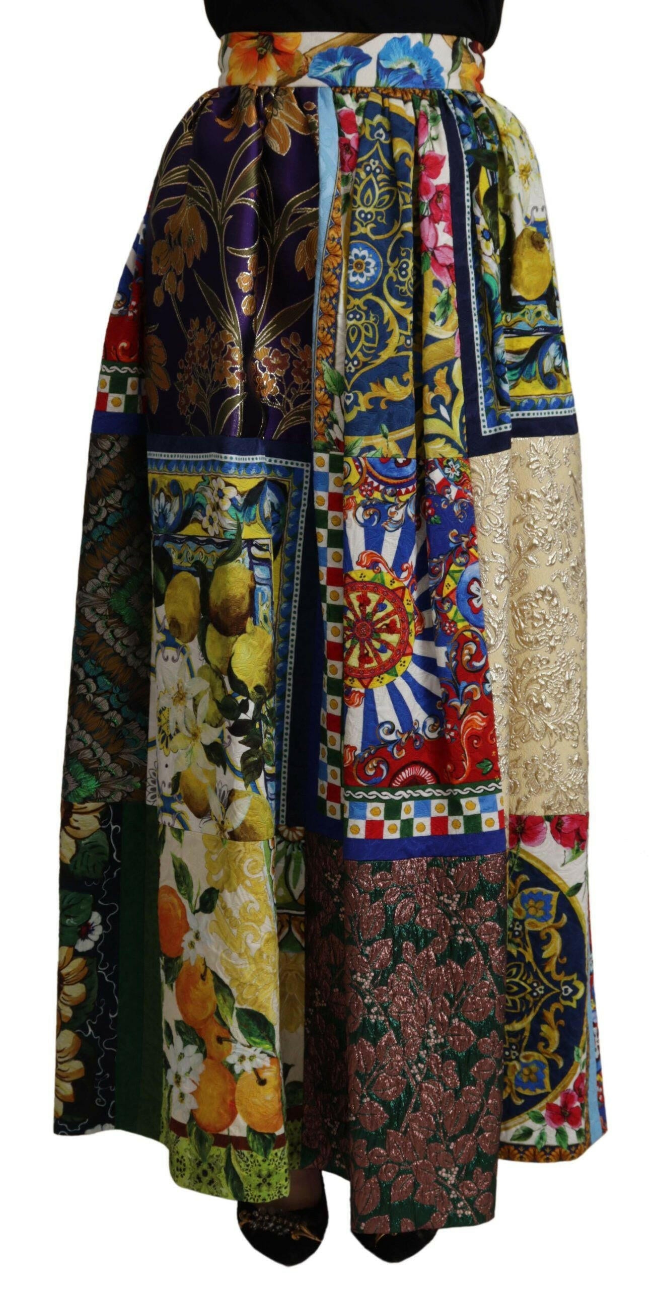 Jupe longue taille haute Dolce &amp; Gabbana à motifs siciliens