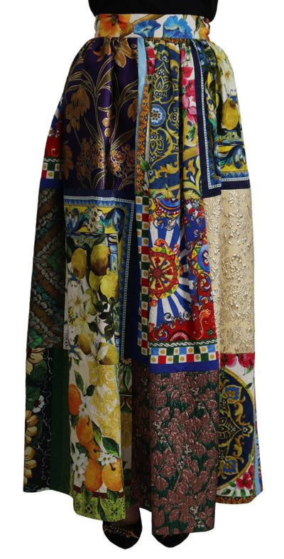 Dolce & Gabbana Multicolor Patchwork Sicily Long Maxi Skirt