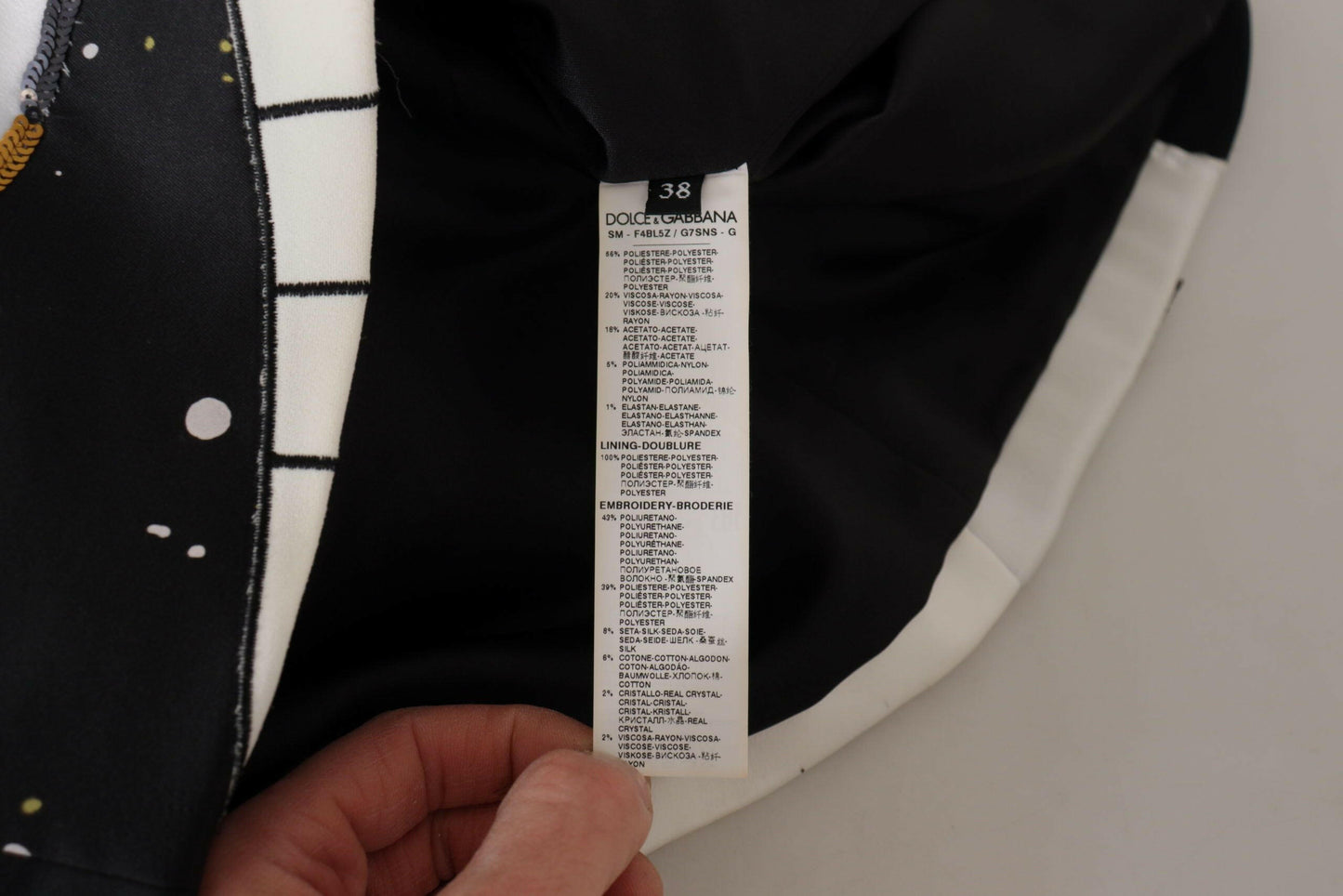 Jupe trapèze taille haute noire ornée Dolce &amp; Gabbana