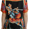 Dolce &amp; Gabbana Mehrfarbiges Soldier Carretto Seidentop-T-Shirt