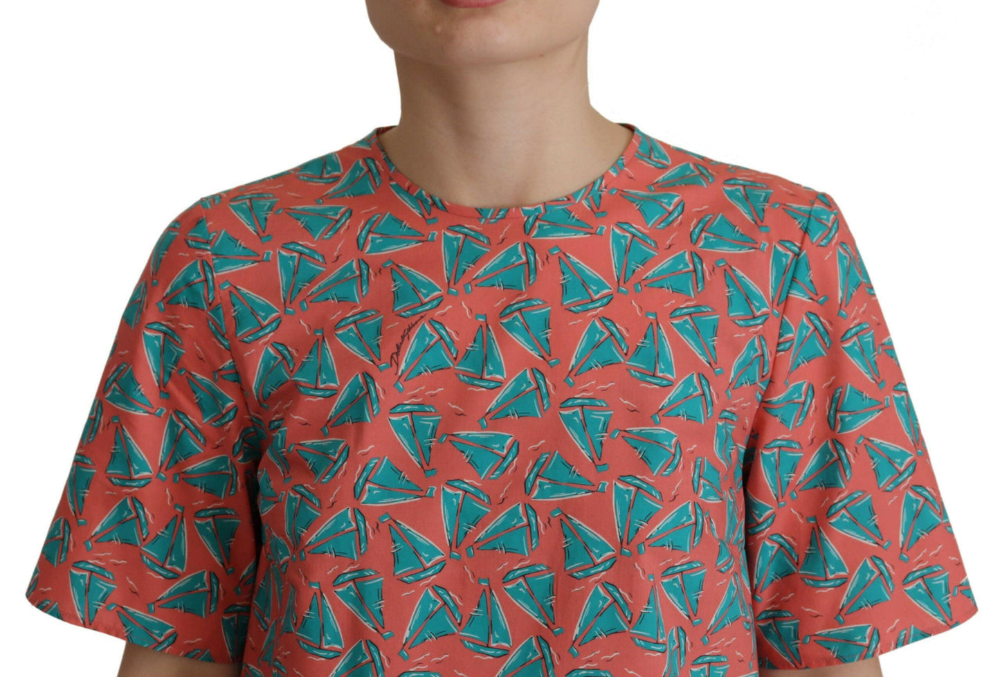 Haut en coton rose à imprimé voilier chic Dolce &amp; Gabbana