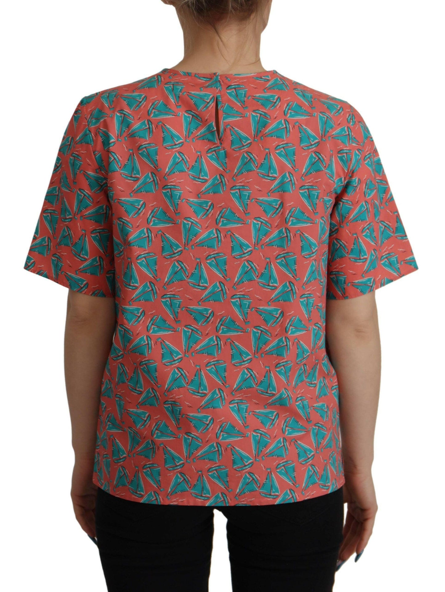 Haut en coton rose à imprimé voilier chic Dolce &amp; Gabbana