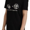 Dolce &amp; Gabbana Schwarzes Baumwoll-T-Shirt mit Rundhalsausschnitt und Logo-Motiv