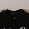 Dolce &amp; Gabbana Schwarzes Baumwoll-T-Shirt mit Rundhalsausschnitt und Logo-Motiv