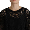 Dolce & Gabbana Black Floral Lace Pullover Sicily Blouse