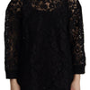 Dolce & Gabbana Black Floral Lace Pullover Sicily Blouse