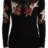 Dolce & Gabbana Black Lace Angel Roses Cardigan Sweater
