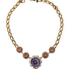 Dolce & Gabbana Gold Brass Crystal Purple Pink Pearl Pendants Necklace