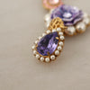 Dolce & Gabbana Gold Brass Crystal Purple Pink Pearl Pendants Necklace