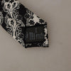 Dolce &amp; Gabbana – Verstellbare Krawatte mit Blumenmuster aus 100 % Seide in Schwarz und Weiß