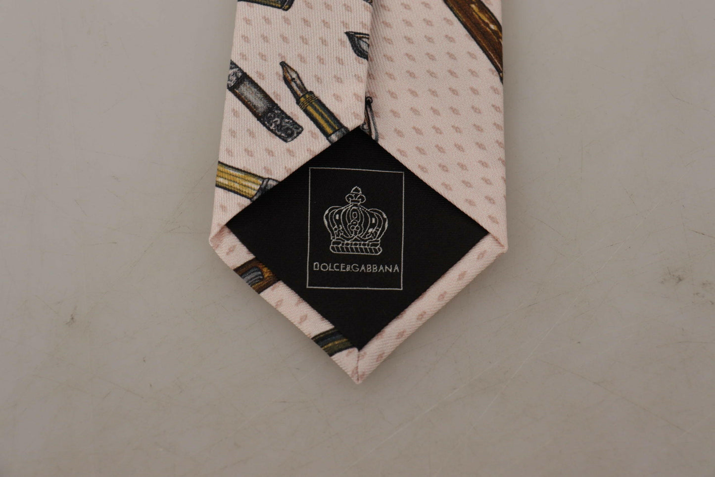 Dolce & Gabbana Pink Pen Dots Print 100% Silk Adjustable Neck Accessory Tie