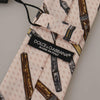 Dolce & Gabbana Pink Pen Dots Print 100% Silk Adjustable Neck Accessory Tie