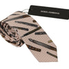 Dolce & Gabbana Pink Pen Dots Print 100% Silk Adjustable Neck Accessory Tie