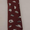Dolce & Gabbana Maroon Hat Pattern 100% Silk Adjustable Accessory Tie