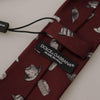 Dolce & Gabbana Maroon Hat Pattern 100% Silk Adjustable Accessory Tie