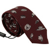 Dolce & Gabbana Maroon Hat Pattern 100% Silk Adjustable Accessory Tie