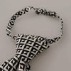 Dolce & Gabbana Black White Geometric 100% Silk Adjustable Accessory Tie
