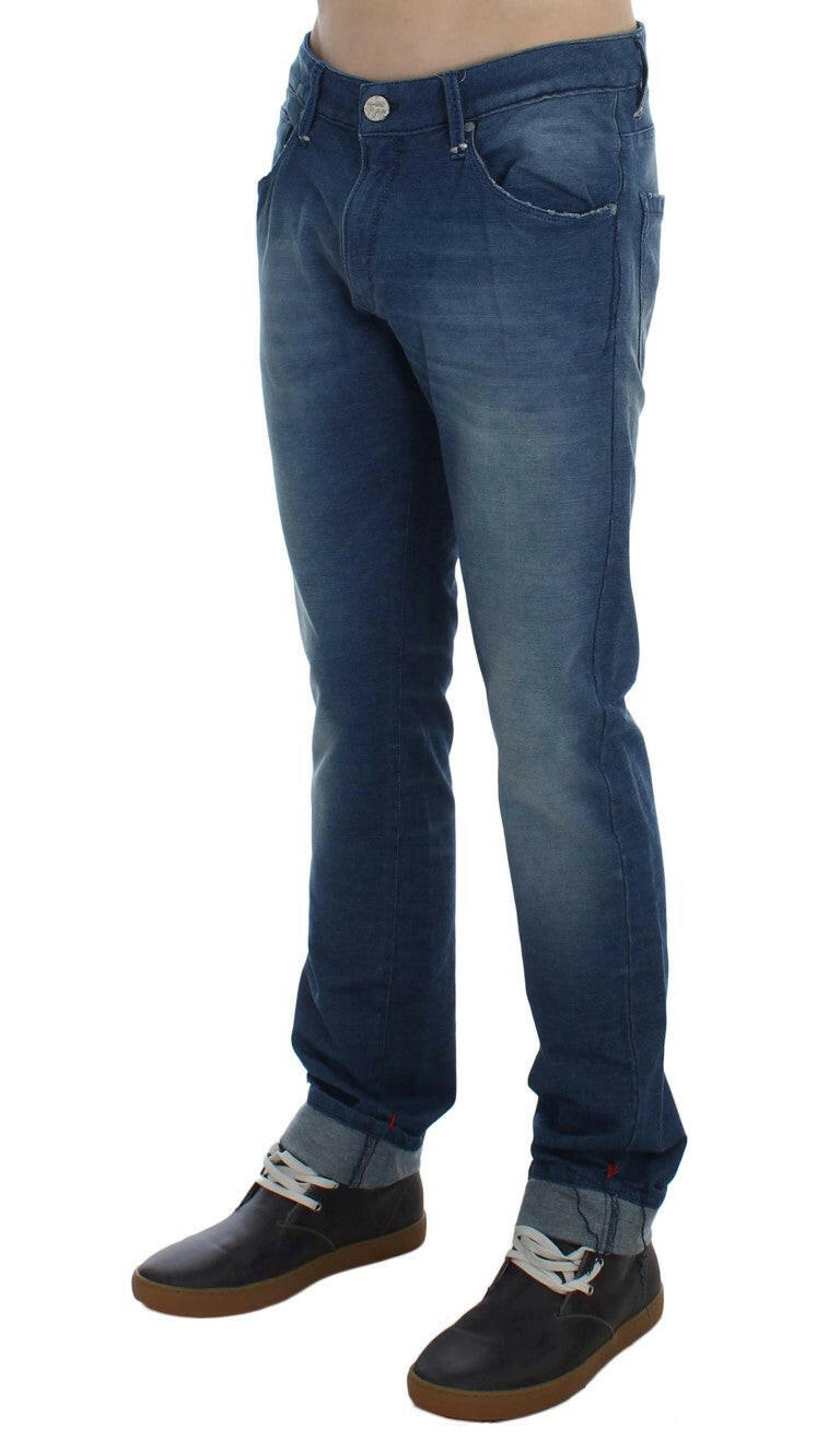 Acht Blue Wash Denim Cotton Stretch Slim Fit Jeans