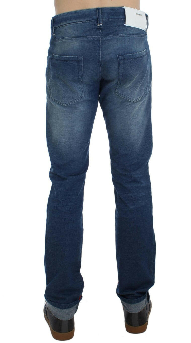 Acht Blue Wash Denim Cotton Stretch Slim Fit Jeans