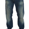 Acht Blue Wash Denim Baumwoll-Stretch-Bagging-Fit-Jeans