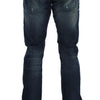 Acht Slim Fit Jeans aus Baumwolldenim in blauer Waschung