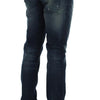 Acht Slim Fit Jeans aus Baumwolldenim in blauer Waschung