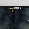 Acht Slim Fit Jeans aus Baumwolldenim in blauer Waschung