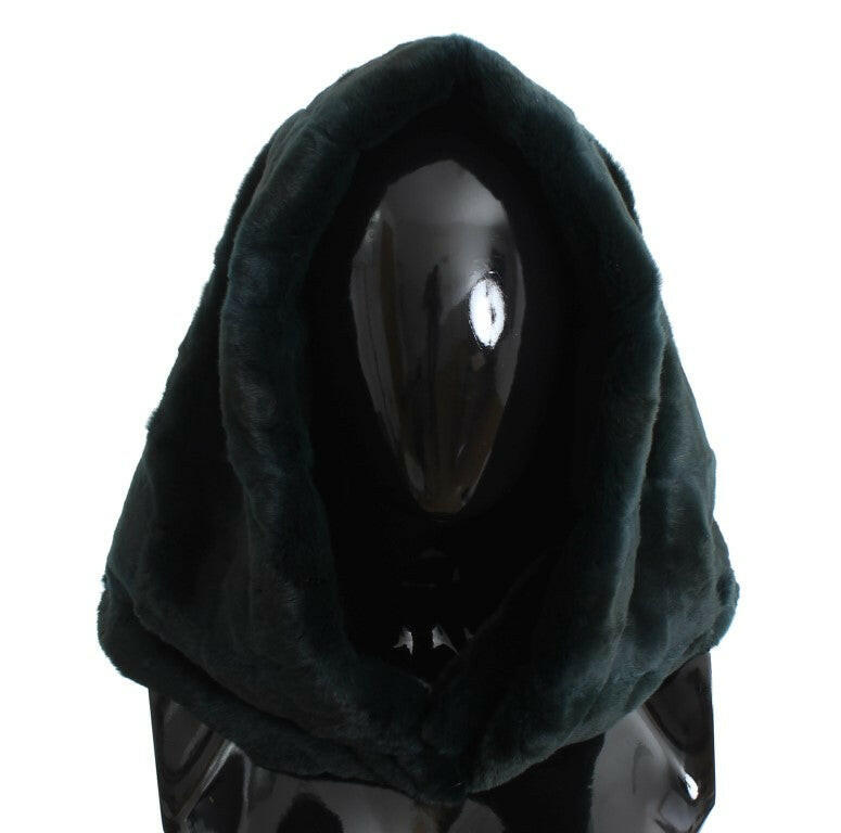 Dolce &amp; Gabbana Grüner Wieselfell-Häkelschal mit Kapuze