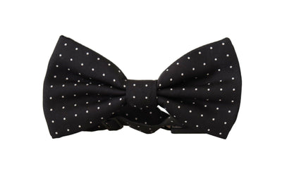 Dolce & Gabbana Black White Polka Dot 100% Silk Neck Papillon Tie