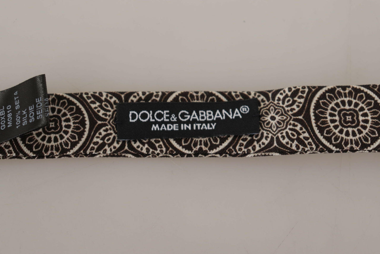 Dolce & Gabbana Black white 100% Silk Adjustable Neck Papillon Tie