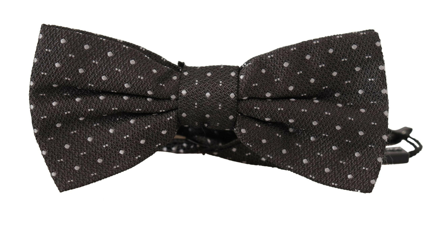 Dolce & Gabbana Gray Polka Dot 100% Silk Neck Papillon Tie
